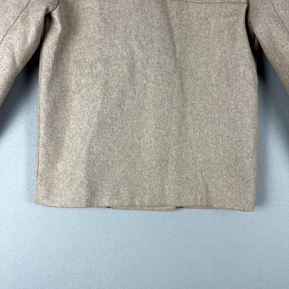 J. Crew Melton Wool Blend Pea Coat Women 4T 4 Tall Beige Lined Classic Preppy - Picture 14 of 16